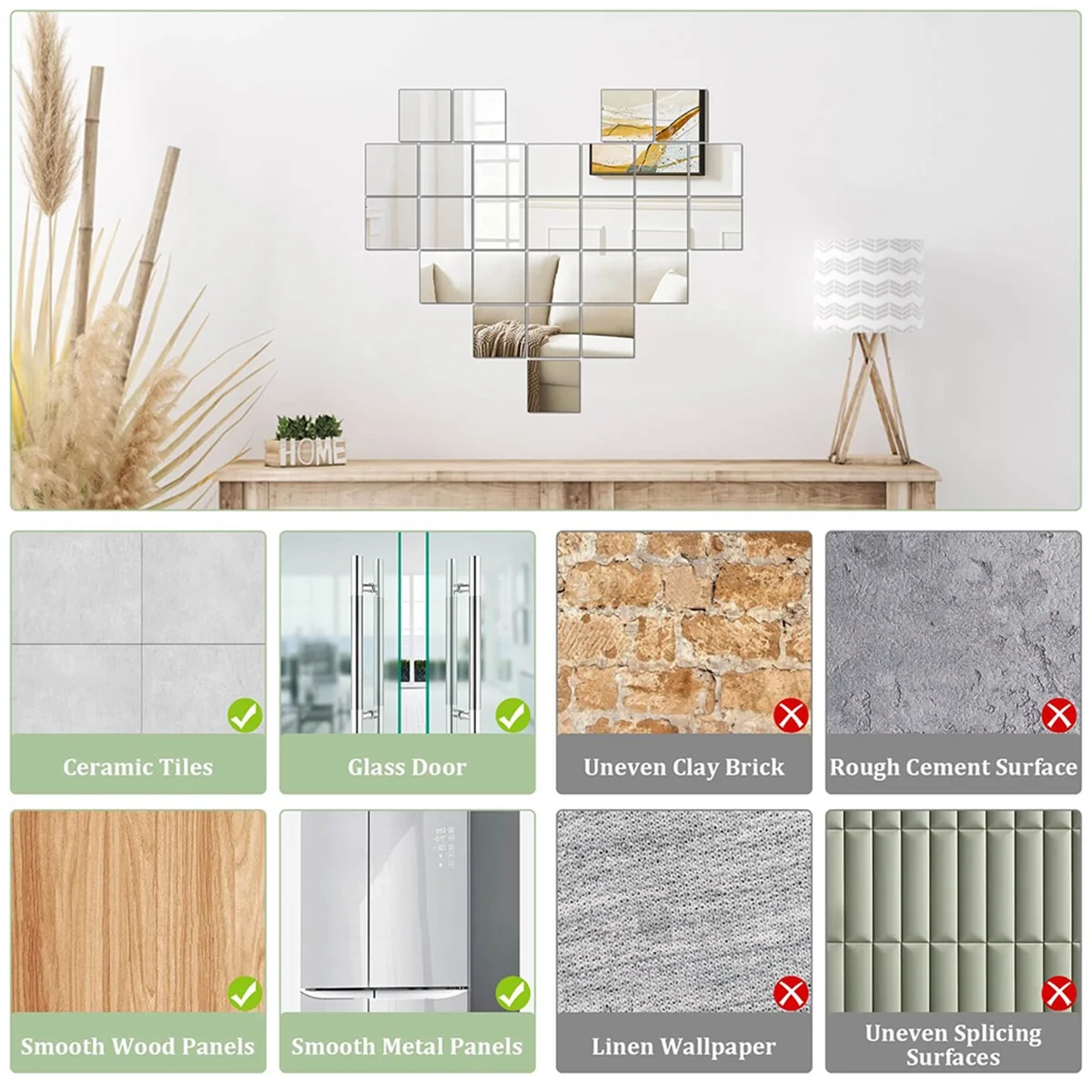 30 peças mini telhas de espelho acrílico autoadesivas, telhas minúsculas quadradas de alta definição de 4 polegadas para artesanato 10x10cm