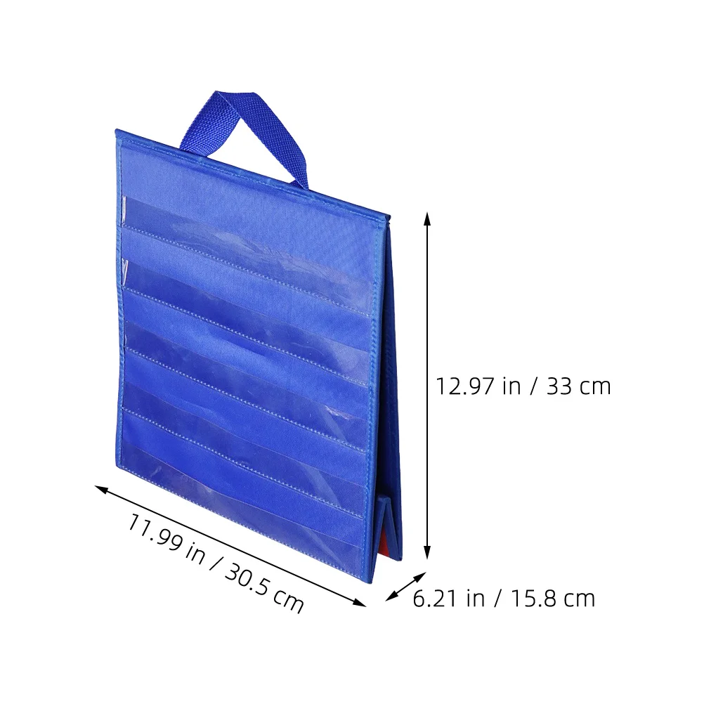 

1pcs Teaching Chart Classroom Pocket Organizer 5 Clear Pockets Per Side Oxford Cloth Pvc Foldable Design For Teachers Student