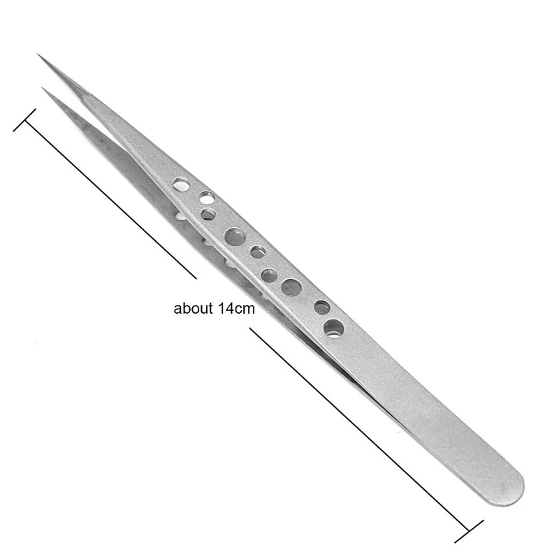 Electronics อุตสาหกรรมแหนบโค้งตรงปลาย Precision สแตนเลส Forceps ซ่อมโทรศัพท์อุปกรณ์ทำมือชุด