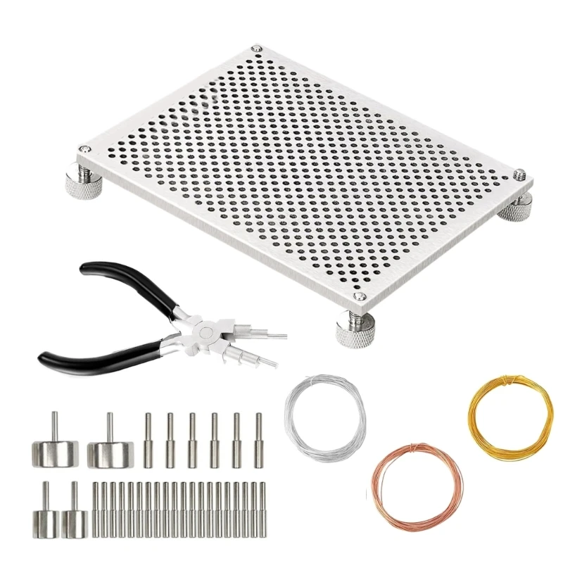 50JB Wire Shaping Toolset with Aluminum Base Multi Purpose Wire Jig Wire Bending Jig for Fashioning Custom Jewelry Accessory