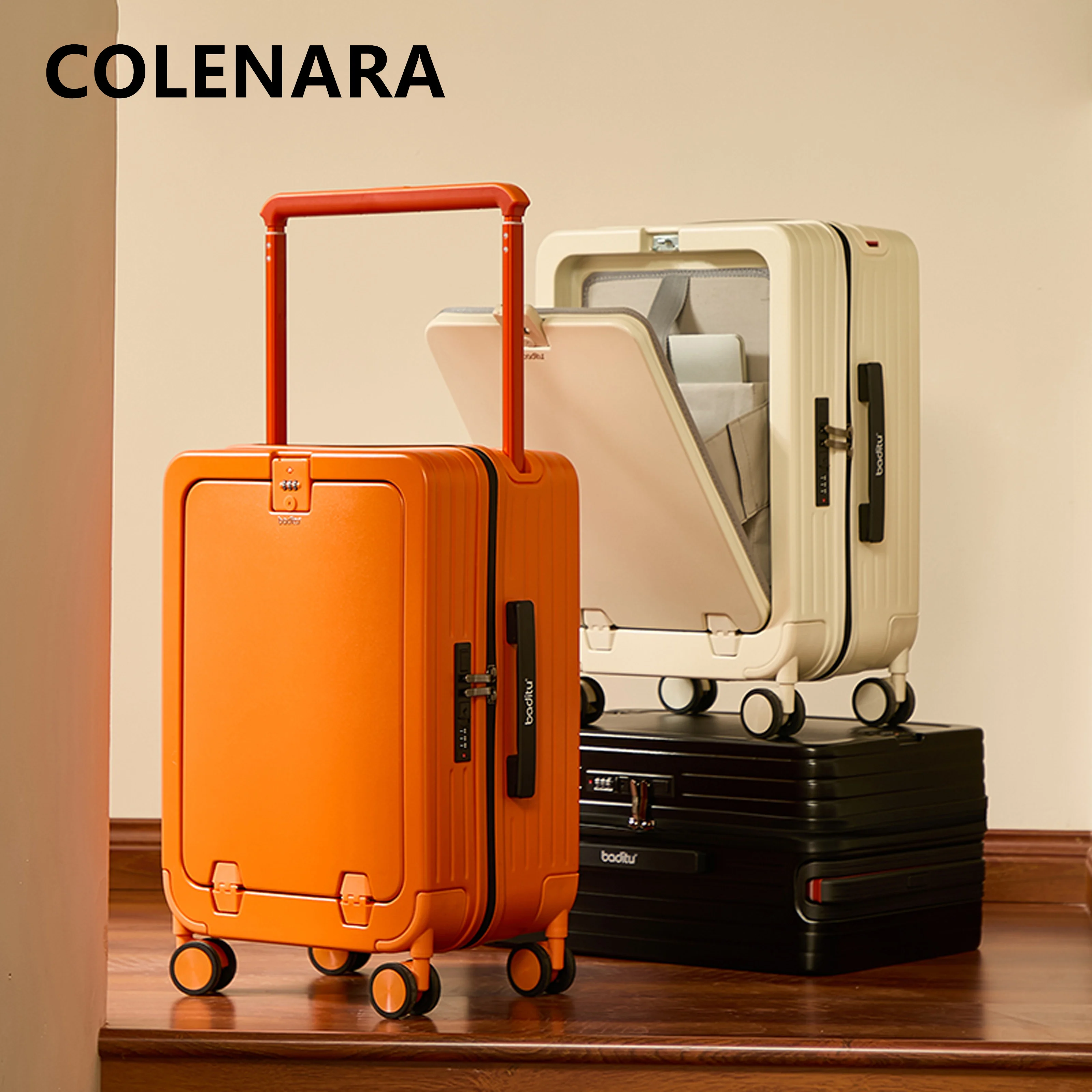 COLENARA Laptop Suitcase 24 Inches Front Opening Trolley Case 18