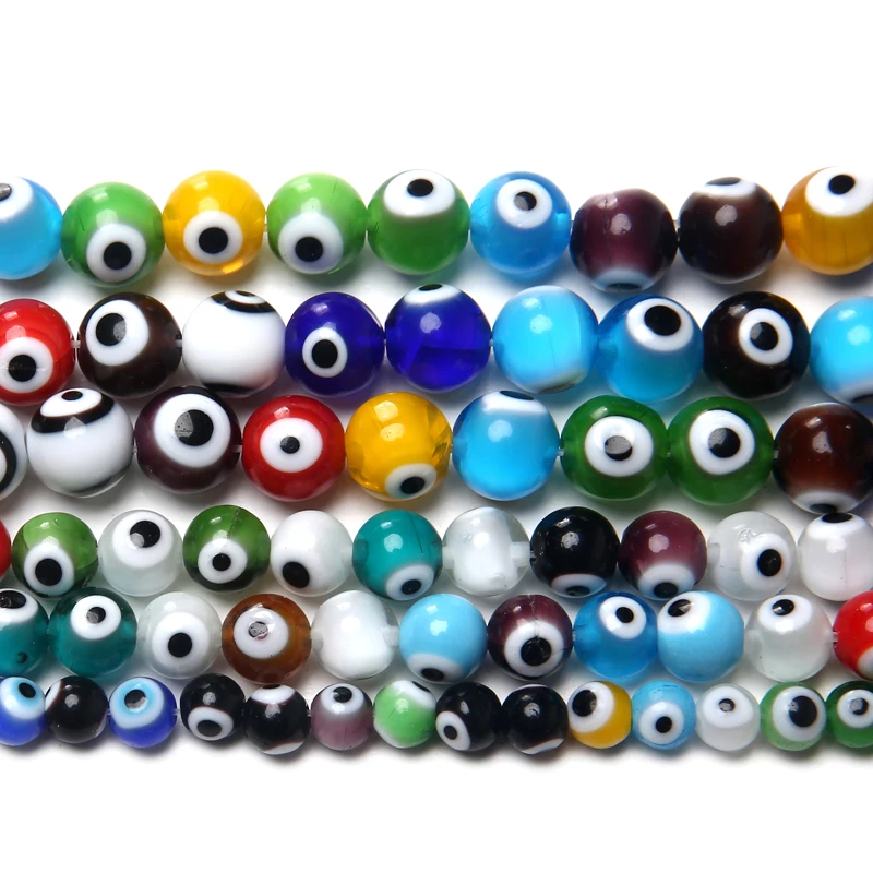 Mehrfarbige Böses-Auge-Lampwork-Glasperlen 6 8 10mm, Größe wählbar für Schmuckherstellung LGB4 – Detail 2