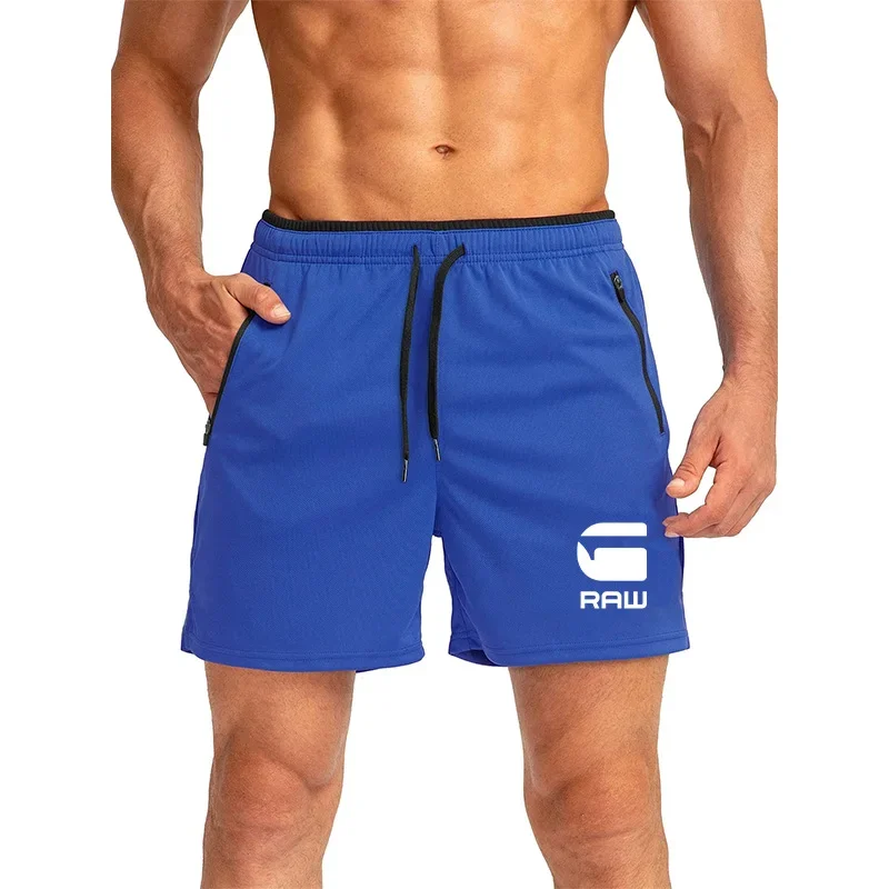 

Летние мужские спортивные шорты с принтом, быстросохнущие спортивные шорты, легкие шорты для бега, пляжные брюки из сетчатой ткани для спортзала