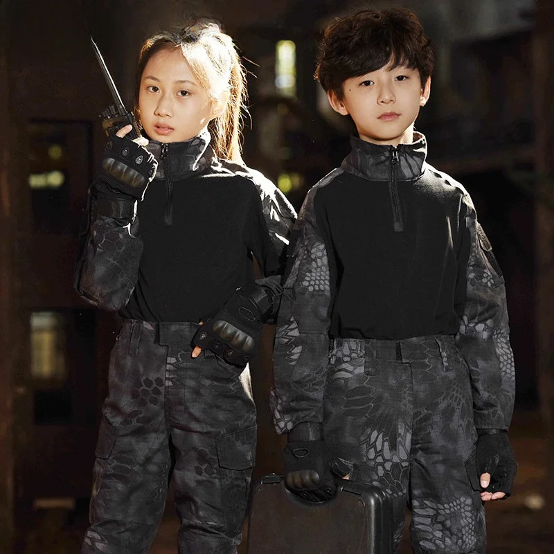 combinaison-de-camouflage-a-manches-longues-pour-enfants-uniforme-d'entrainement-militaire-vetements-unisexes-pour-enfants-chemise-en-polaire-tricotee
