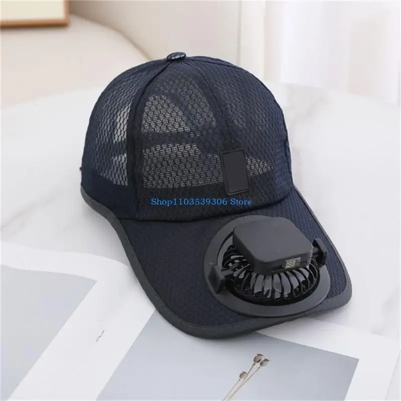 400A Solar Powered Cooling Fan Hat with Adjustable For Hiking Camping USB Chargeable Fan Hat for Fishing Hiking
