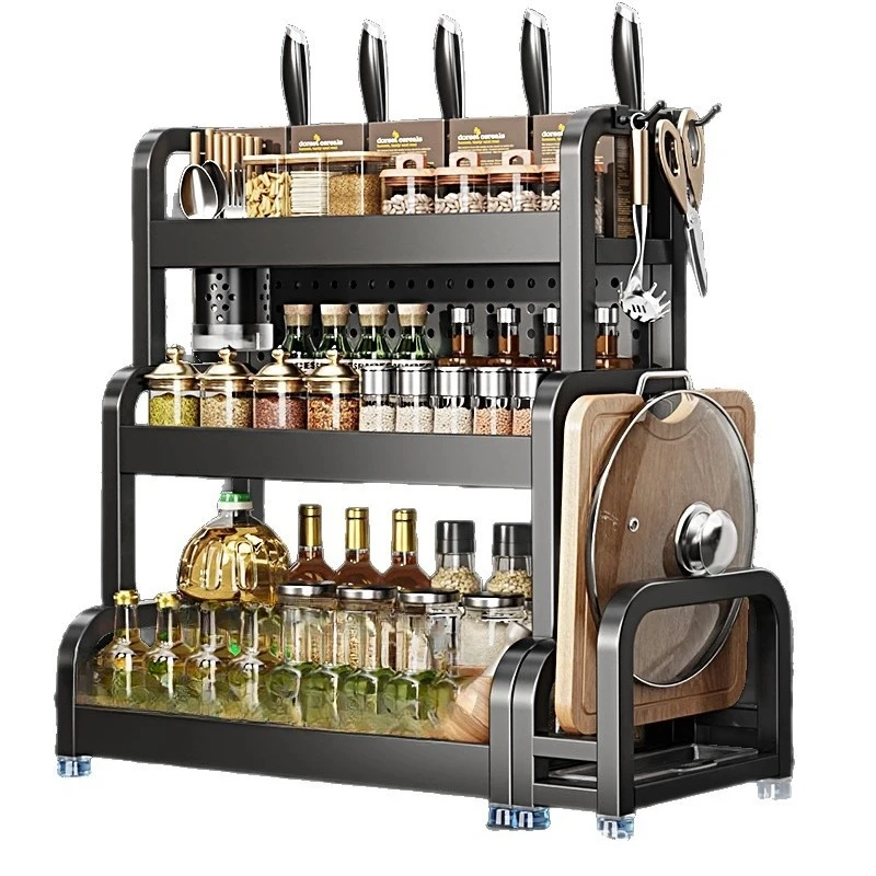 새로운 스테인리스 스틸 주방 양념 선반, 조리대 다기능 수납 칼꽂이
