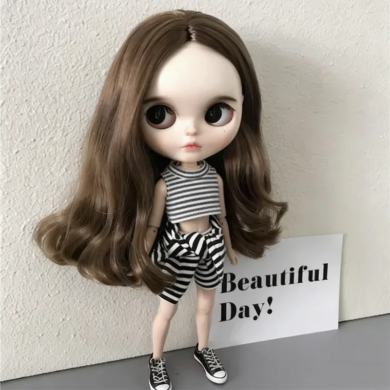 Clothes For Blythe Doll 6/1 Striped Vest Hoodie T-Shirt Sweater Outfit Clothing Suit OB22 OB24 Long Leg HelloKitty Azone Doll view 5