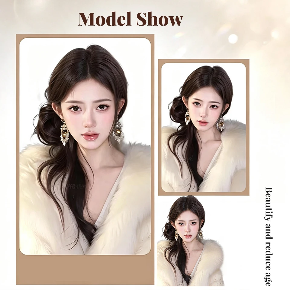 Synthetic long dragon beard bun head clip wig retro Korean version lazy fluffy flower bud head suitable for women to wear view 6