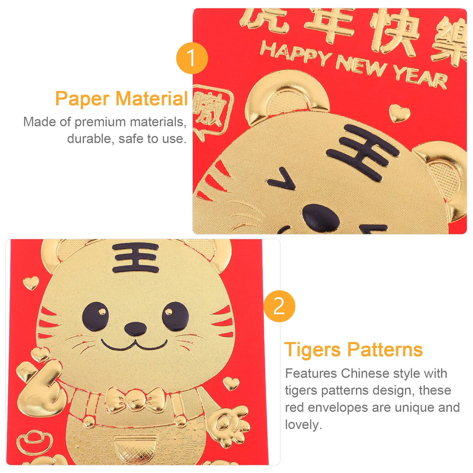 

60 Pcs Year of The Tiger Red Envelope Chinese New Packet Spring Festival Envelopes Style Packets Lunar Calendar Gift Cash