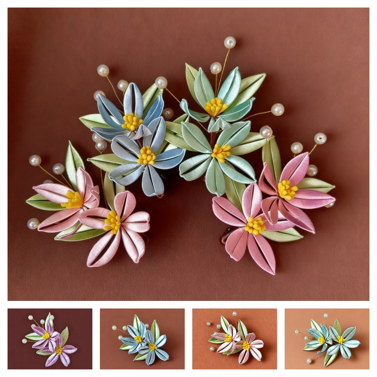 

Fascinators Peach Blossom Hair Accessories- Handmade Intangible Cultural Heritage - Chinese Silk Flower Hair Fork- Hair Clip