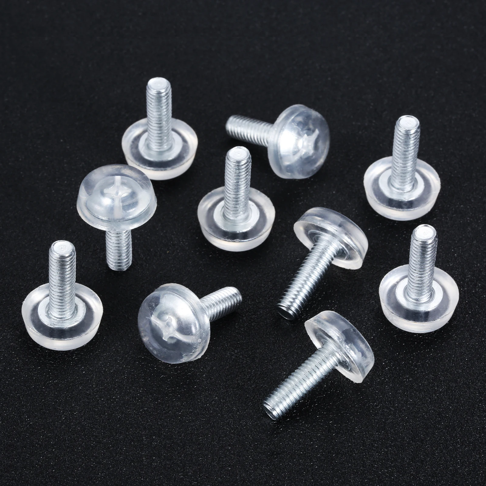 10 Pcs Screw-in M6 Bolt on Pad Transparent Furniture Table Sofa Cabinet Adjustable Levelling Leg Feet Glide Slide Base M6*19mm