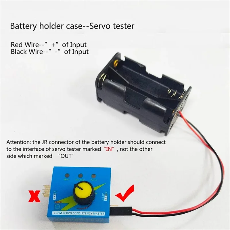 Servo Tester Three-speed Indicator Light Simple Servos Tester with 4 AA Battery Box for Servo Testing