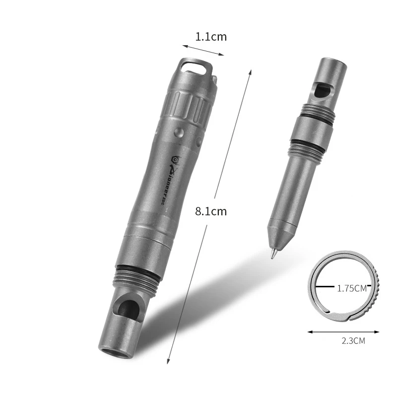 Outdoor Multifunctional Portable EDC Self Defense Pen Titanium Alloy Survival Whistle Tool