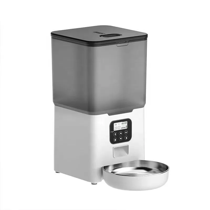 6L Smart Automatic Pet Feeder – WiFi, Dual Power Supply, 4-Meal Scheduler, 48 Portions, Stainless + Plastic Body