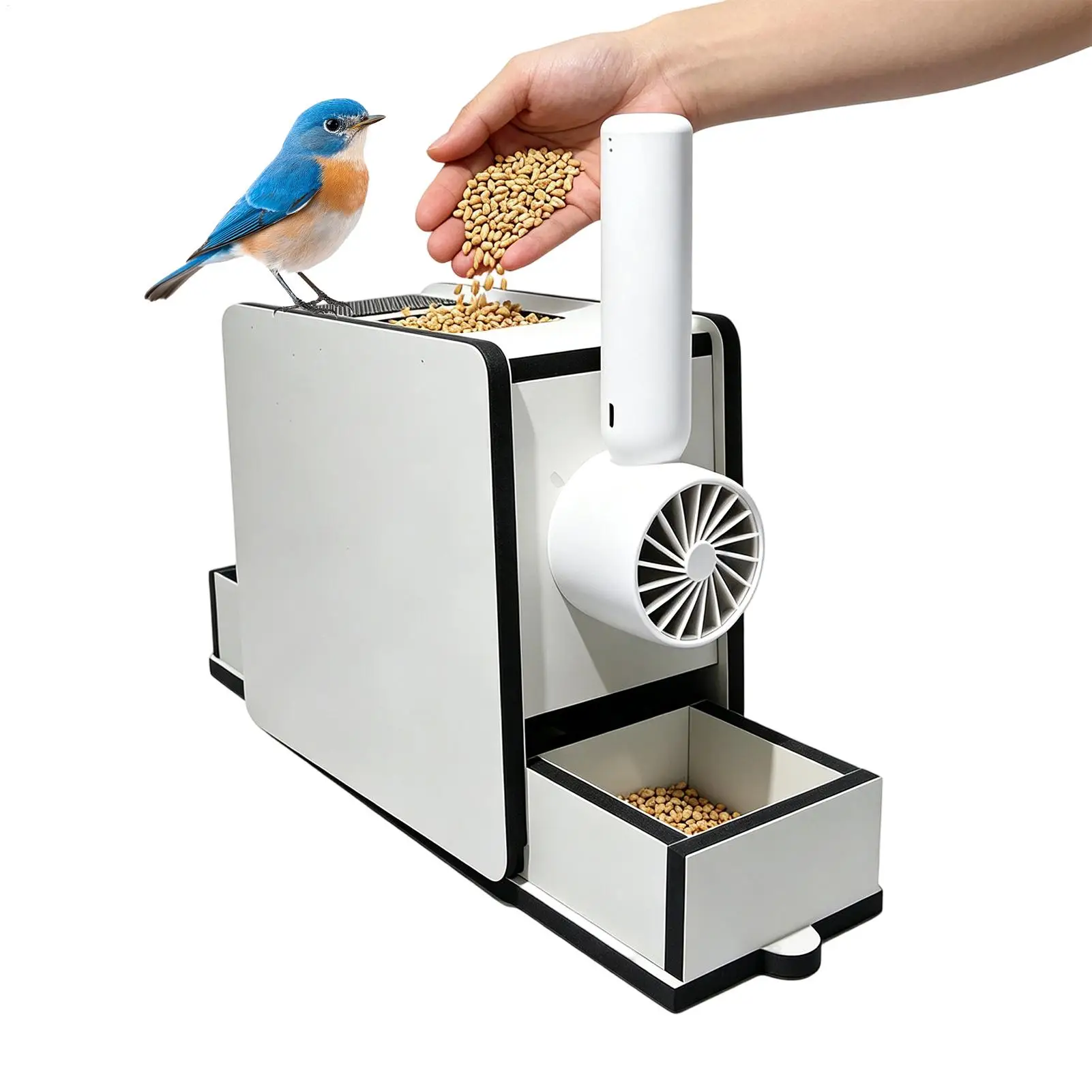 Bird Shelling Machine | Wooden Rechargeable | Bird Feed Shell Blower | for Macaws Parrot Sparrow Parakeet Budgies Conures Cockat