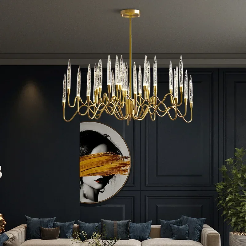 Plafonnier LED suspendu en cristal au design moderne, éclairage d'intérieur, luminaire décoratif de plafond, idéal pour un salon ou une chambre à coucher