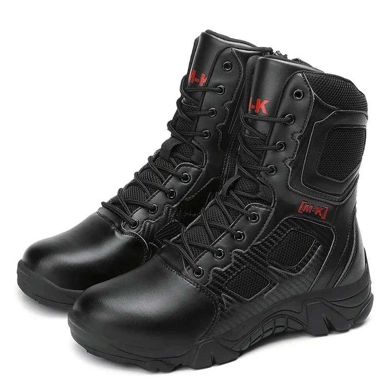 New large size men hiking boots  sports comfortable platform light shoes high top anti-collision steel head jungle combat boots