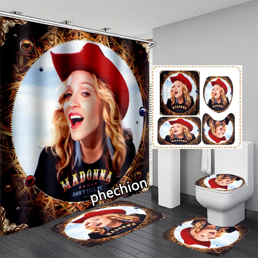 3D Print Madonna Comic Cover Shower Curtain Waterproof Bathroom Curtain Anti-slip Bath Mat Set Toilet Rugs Carpet  VC04