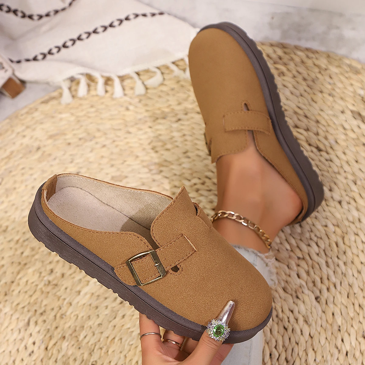 

Женские сабо, тапочки, модные пробковые шлепанцы, классическая пробковая обувь, Нескользящие уличные тапочки с поддержкой свода стопы, женские шлепанцы