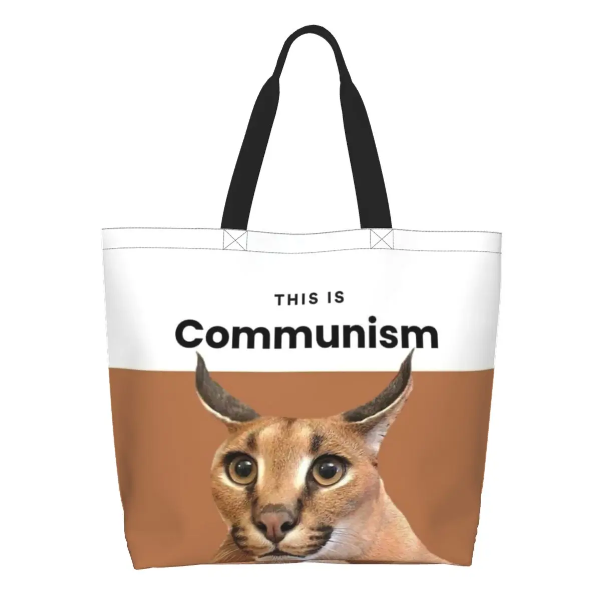 Custom Communism Floppa Cute Meme Shopping Canvas Bag Women Durable Large Capacity Grocery Caracal Cat Tote Shopper Bags