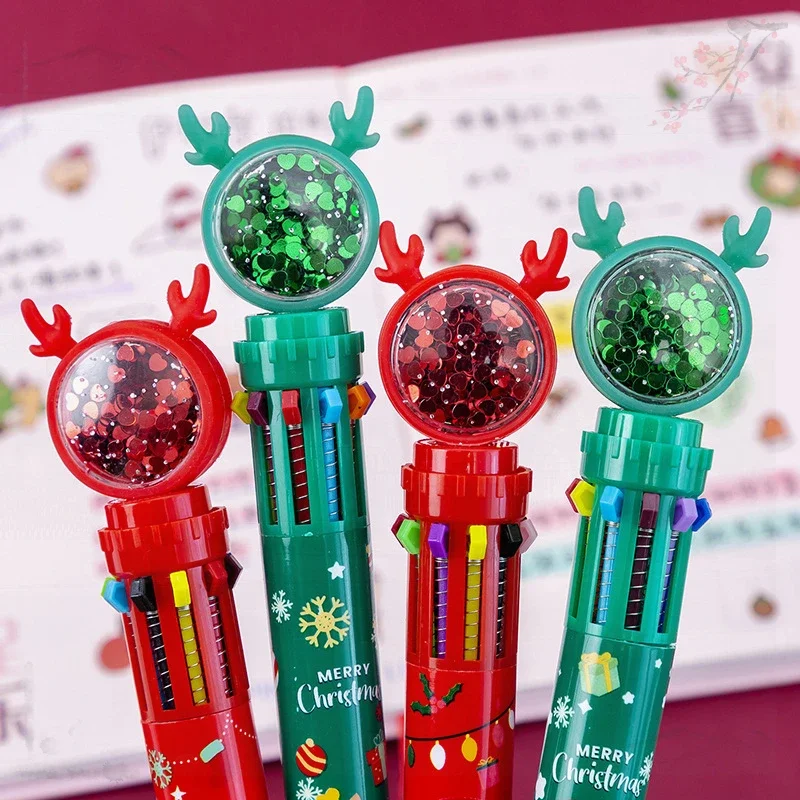 12 Pcs 10 Colors ballpoint Pens Creative Cartoon Christmas Grandpa Reindeer Gift Prize