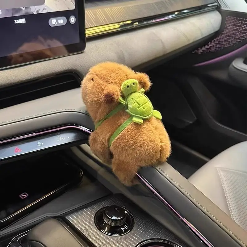 

Capybara Car Decor Fluffy Plush Doll Dashboard Ornament Hanging Accessory for Auto Interior