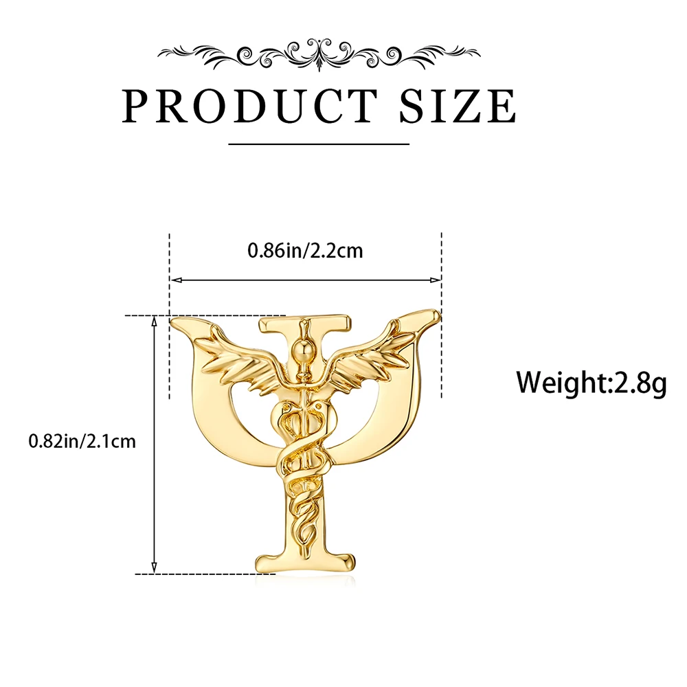 Hanrehse Psi Psychology Caduceus Brooch Pin Medical Backpack Lapel Hat Badge Decoration for Psychologist Doctor Nurse