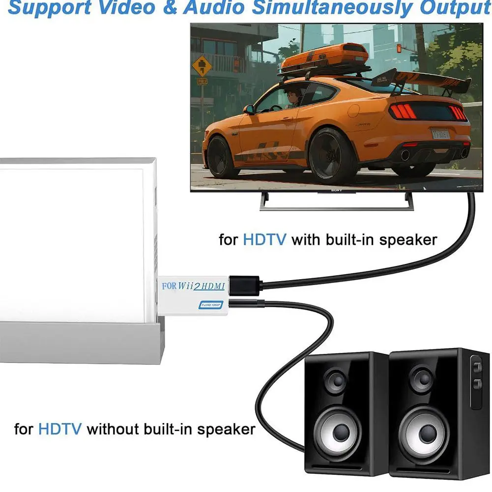 For Wii To HDMI-Compatible Adapter Converter 3.5mm Audio Full HD Converter 1080P 720P Wii2 To HDMI Converter For PC HDTV Monitor