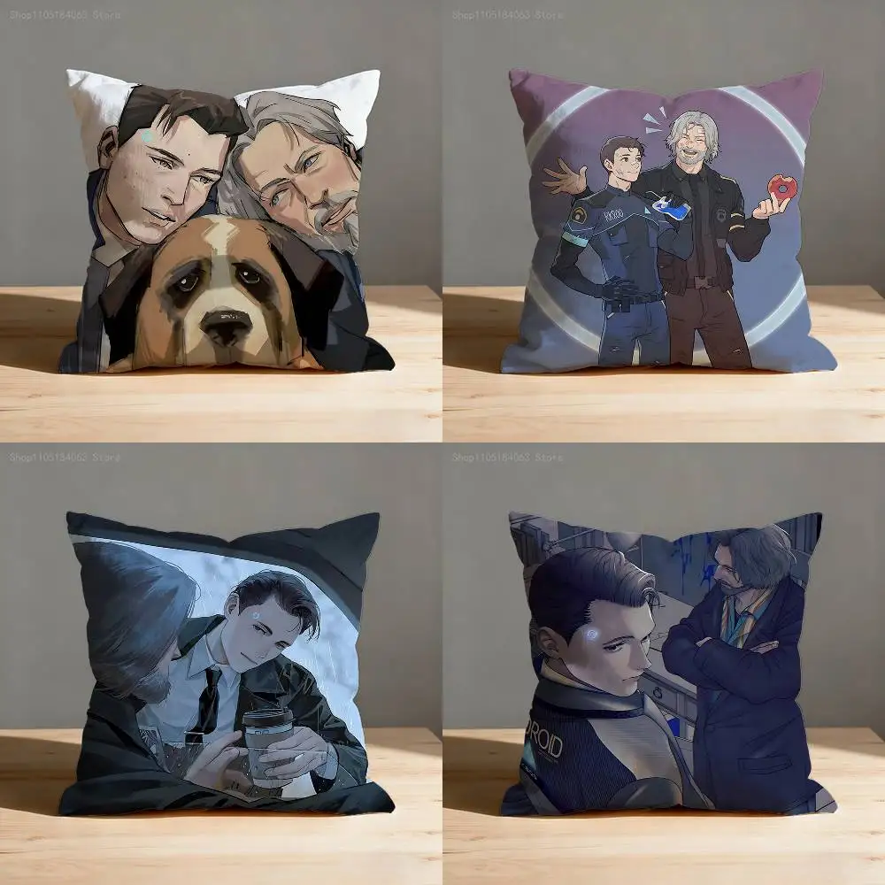 

Hank and Connor Hug D-Detroit Throw Pillow Case For 45x45cm 55x55cm 30x30cm Square Car Pillowcase Home Bedchamber Decor Gift
