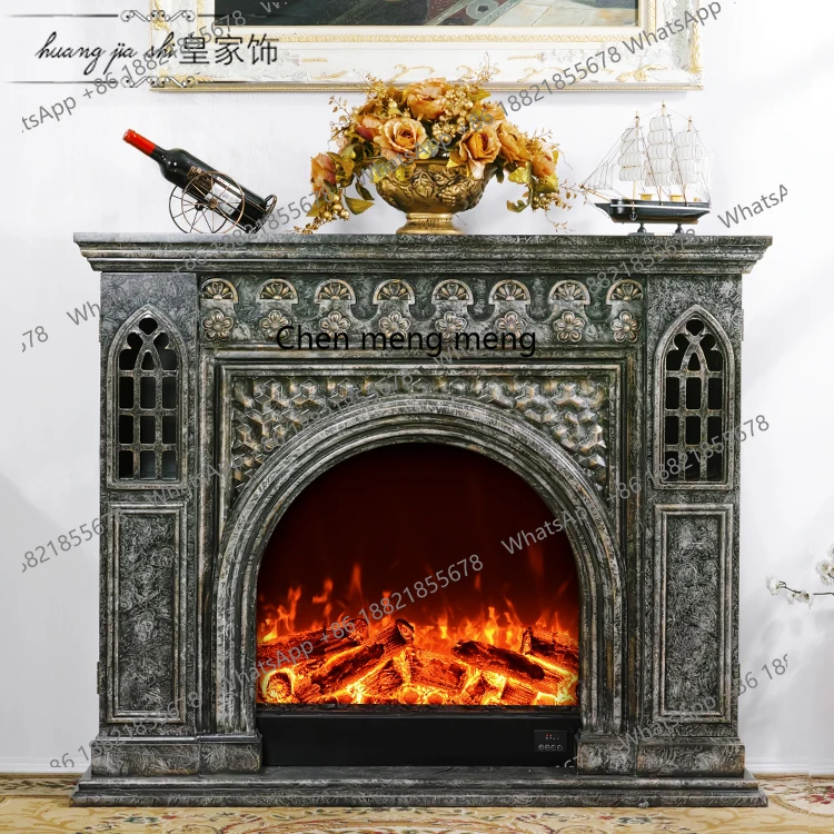European fireplace American simulation thermal power fireplace decorative cabinet solid wood fireplace rack