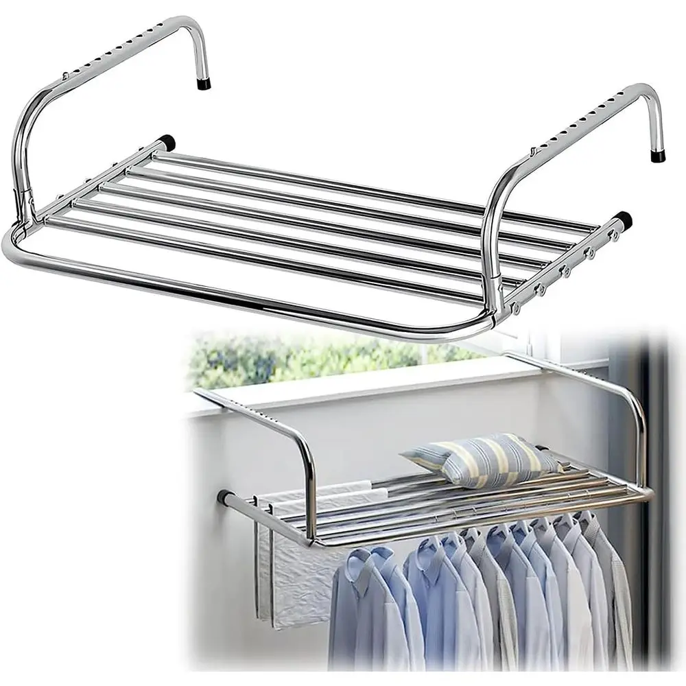 

Многофункциональная сушилка для улицы из нержавеющей стали, регулируемая вешалка для одежды на балконе, легкая сушилка для полотенец и белья