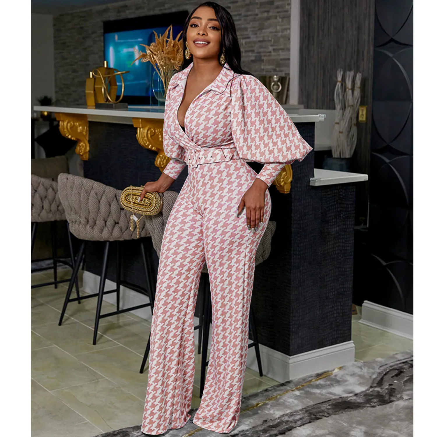 Clothing 2023 New Arrival Luxury Spring Autumn Matching For Women Grid Print Two Pieces Sets Womens Outifits Top And Pants Suits