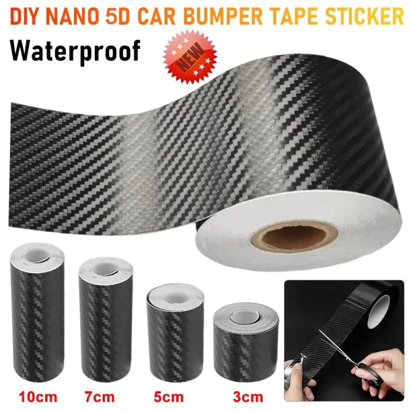 5D Nano Carbon Fiber Car Tape Black Car Door Edge Guards Side Mirror Anti-Scratch Collision Strip Waterproof Protector Film Tape