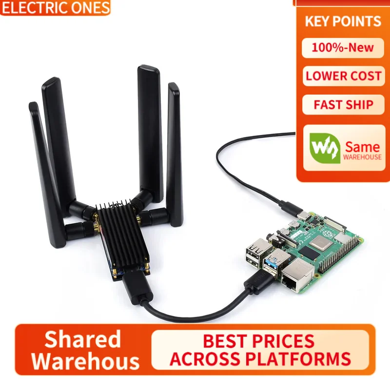 

【Waveshare genuine】- 5G DONGLE Module, Quad antennas, USB3.1 port, Aluminum Alloy Heatsink, M.2 Key B Interface M.2 TO USB 3.1 P
