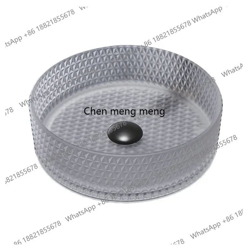 M138Multi-specification crystal glass table single basin round square transparent wash basin