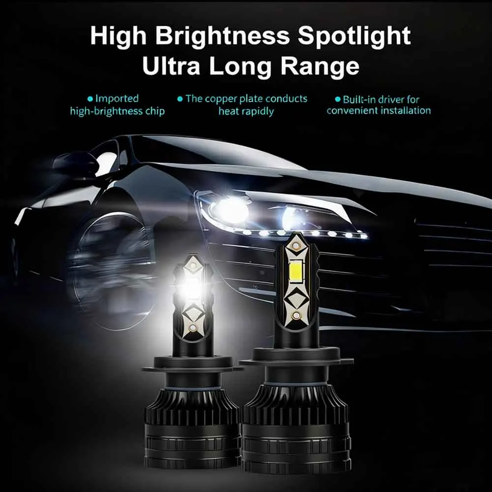 

Обновление светодиодных ламп H4 H7 Фара Canbus 200 Вт 50000LM 3570 CSP H1 H4 H11 H8 H9 Автолампы Turbo 9005 HB3 9006 HB4 Автомобильные противотуманные фары