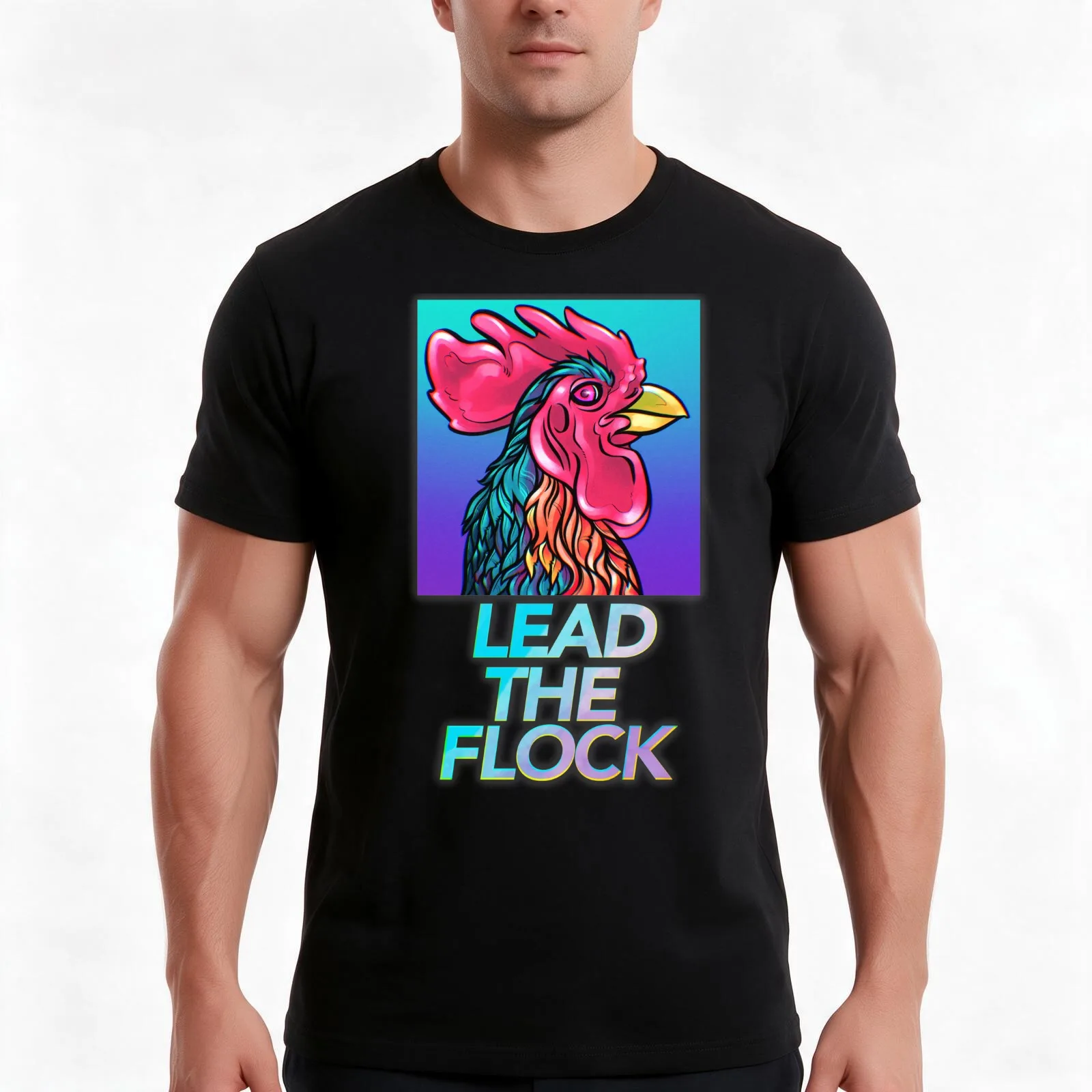 Lead The Flock T-Shirt, Summer Casual Cotton Tee, Oversized Streetwear Tops, Vintage Graphic Print, Loose Fit Short Sleeve