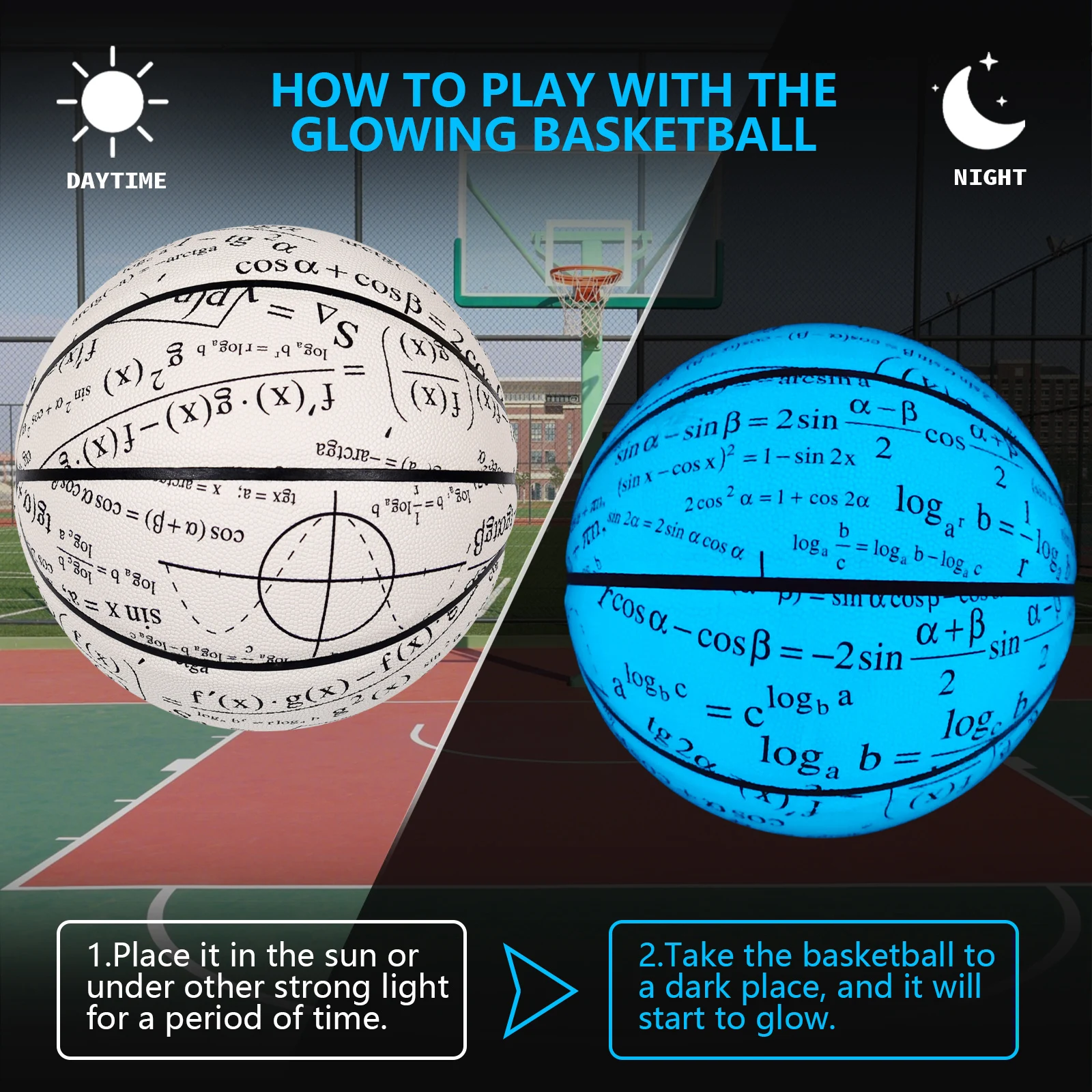 كرة سلة متوهجة في الظلام مقاس 6/7 كرة مضيئة للأطفال والمراهقين والكبار - توهج أزرق للألعاب الخارجية - هدايا عيد ميلاد رياضية ليلية #1