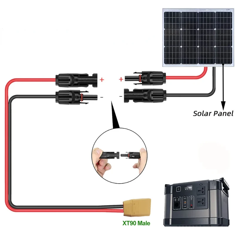 XT90 macho a enchufes solares Mcfour conector fotovoltaico a XT90 macho fuente de alimentación de almacenamiento de energía Cable Solar fotovoltaico