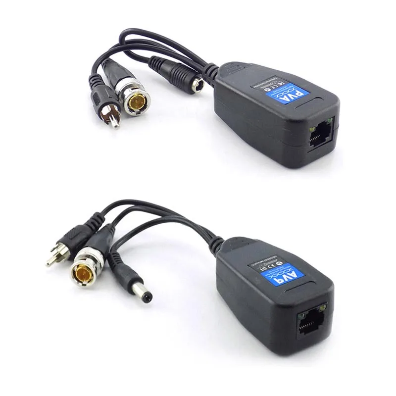 

1 Pairs 3 in 1 Passive Power Video Balun Male BNC Connectors Converter Supply Passive Transceiver for CCTV HD Camera DVR Q1