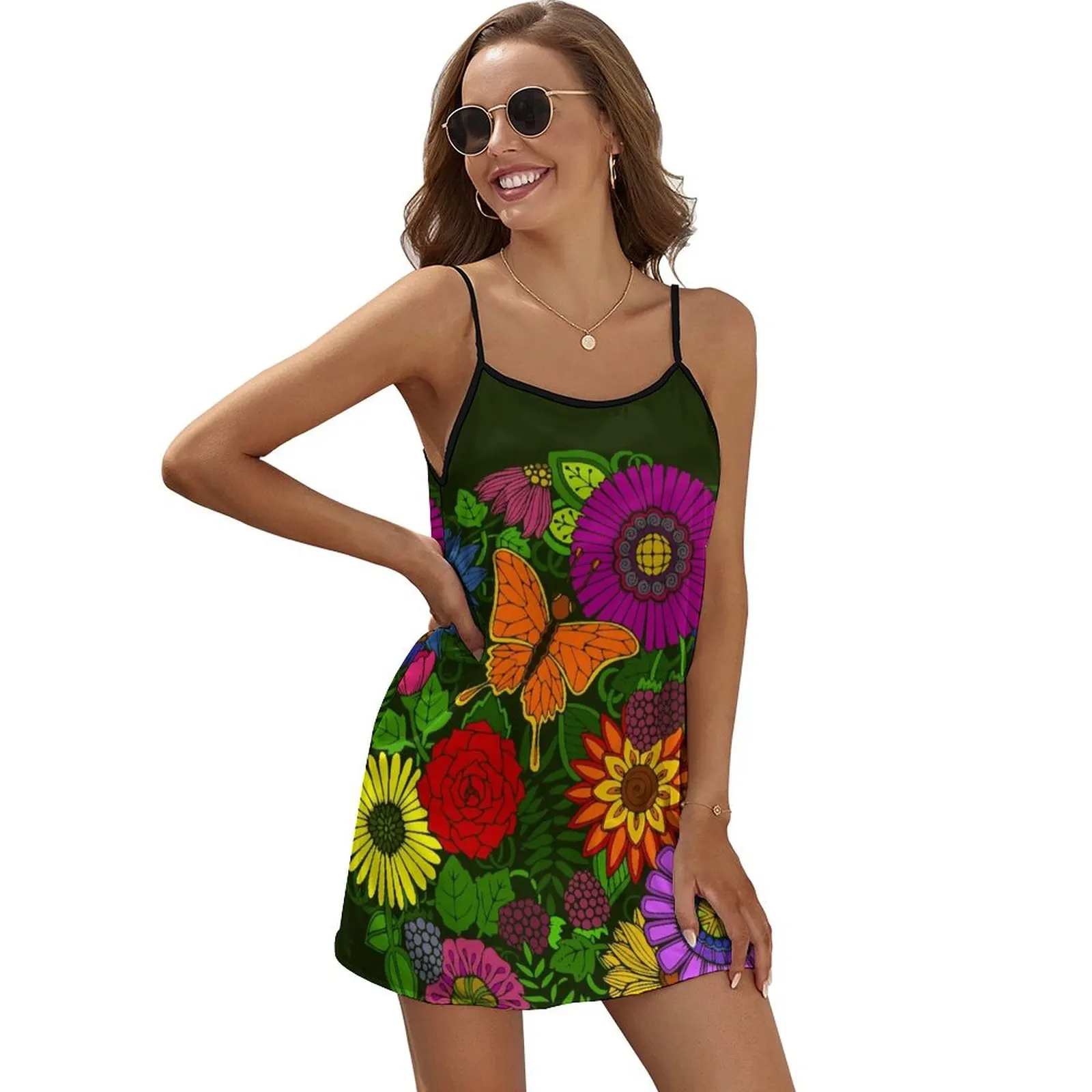 

Beautiful Botanical Floral Art Sleeveless Dress birthday dress for women Women dresses summer dresses women summer 2024