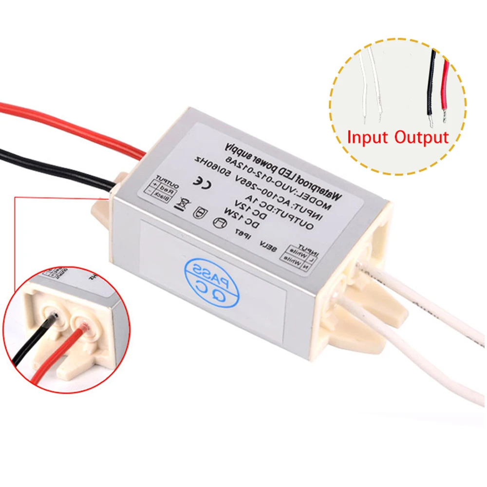 Imagem -06 - Impermeável Led Power Supply Adaptador Driver para Iluminação Interior e Exterior Entrada ac 110265v dc 12v Ip67 12w