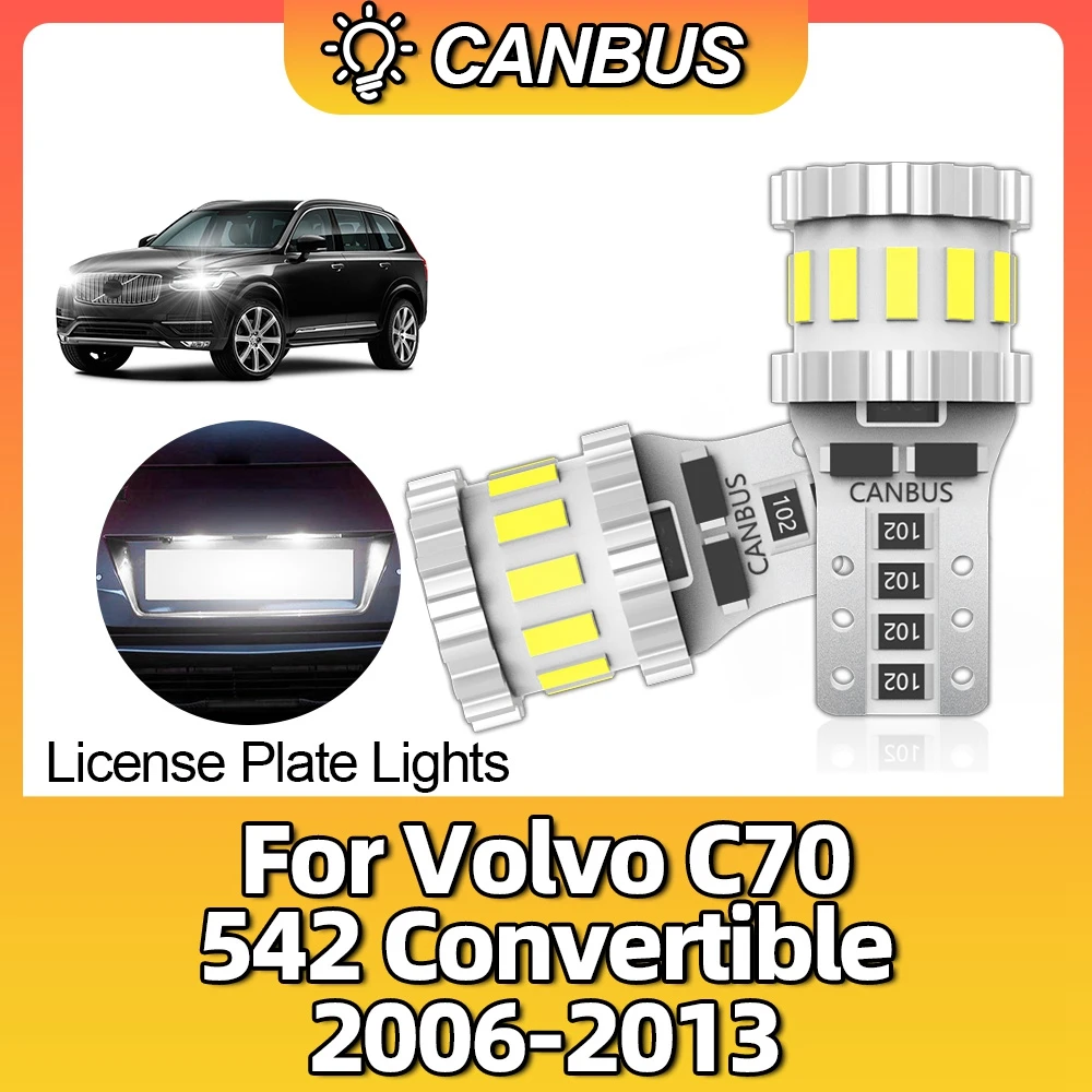 2PCS T10 W5W LED Canbus 194 Car Door License Plate Lamps For Volvo C70 542 Convertible 2006 2007 2008 2009 2010 2011 2012 2013