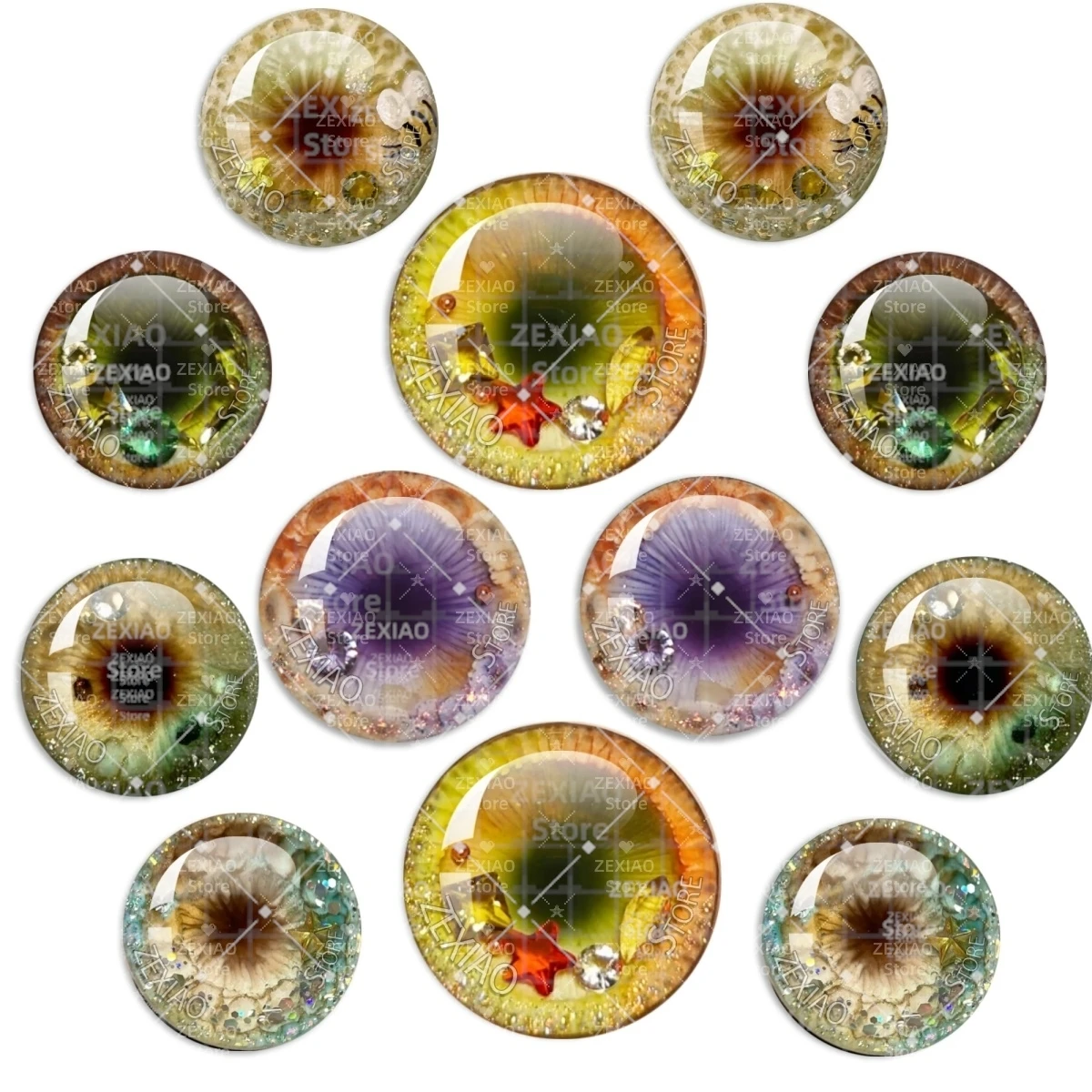 6Pairs Classic Blythe Eyes Chips Pupil Eye Chips 10mm-40mm Eyes Suitable Blythe Doll Toy Shiny Eye Piece Making Supplie MS008