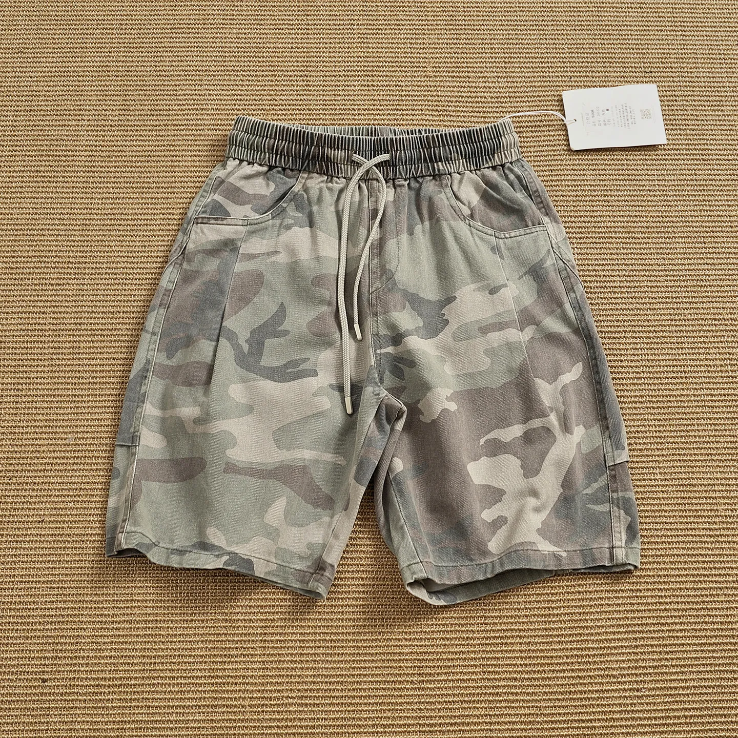 Summer washed cargo pants men's distressed retro loose straight casual shorts