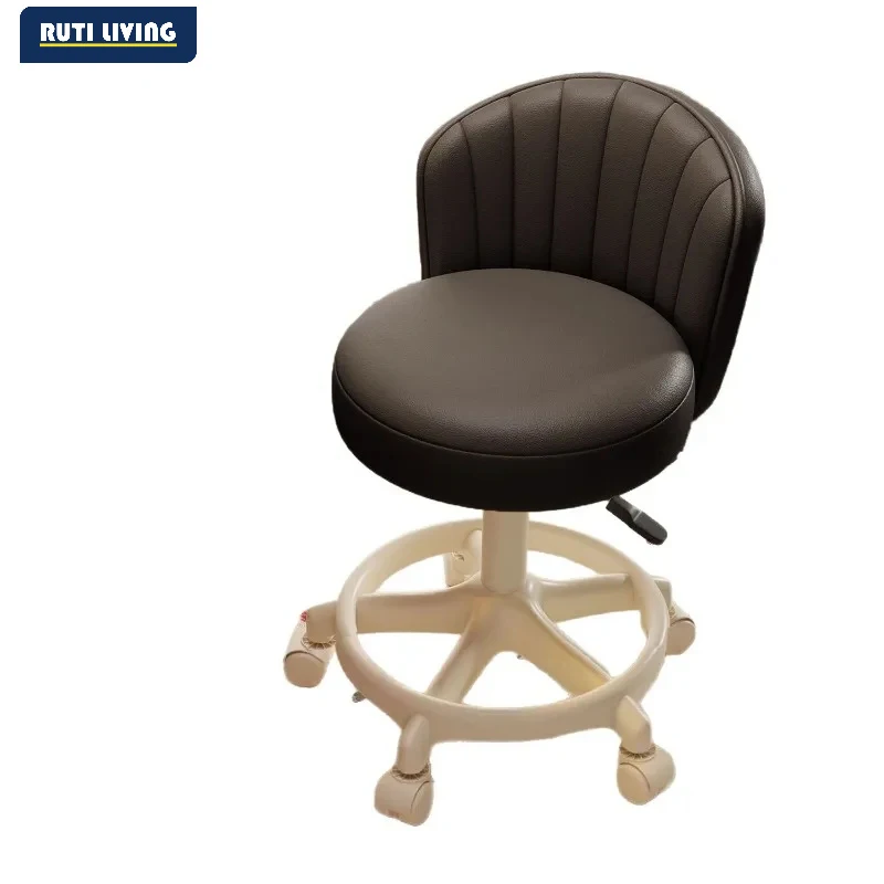High-qualityCream Faux Fur Vanity Stool Chair with Metal Legs for Apartments Guest Rooms Home Offices