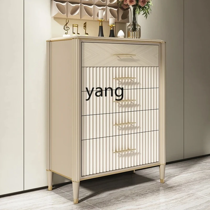 

yjq Light Luxury Chest of Drawers Living Room High-End Drawer Modern Minimalist Bedroom Solid Wood Storage Cabinet