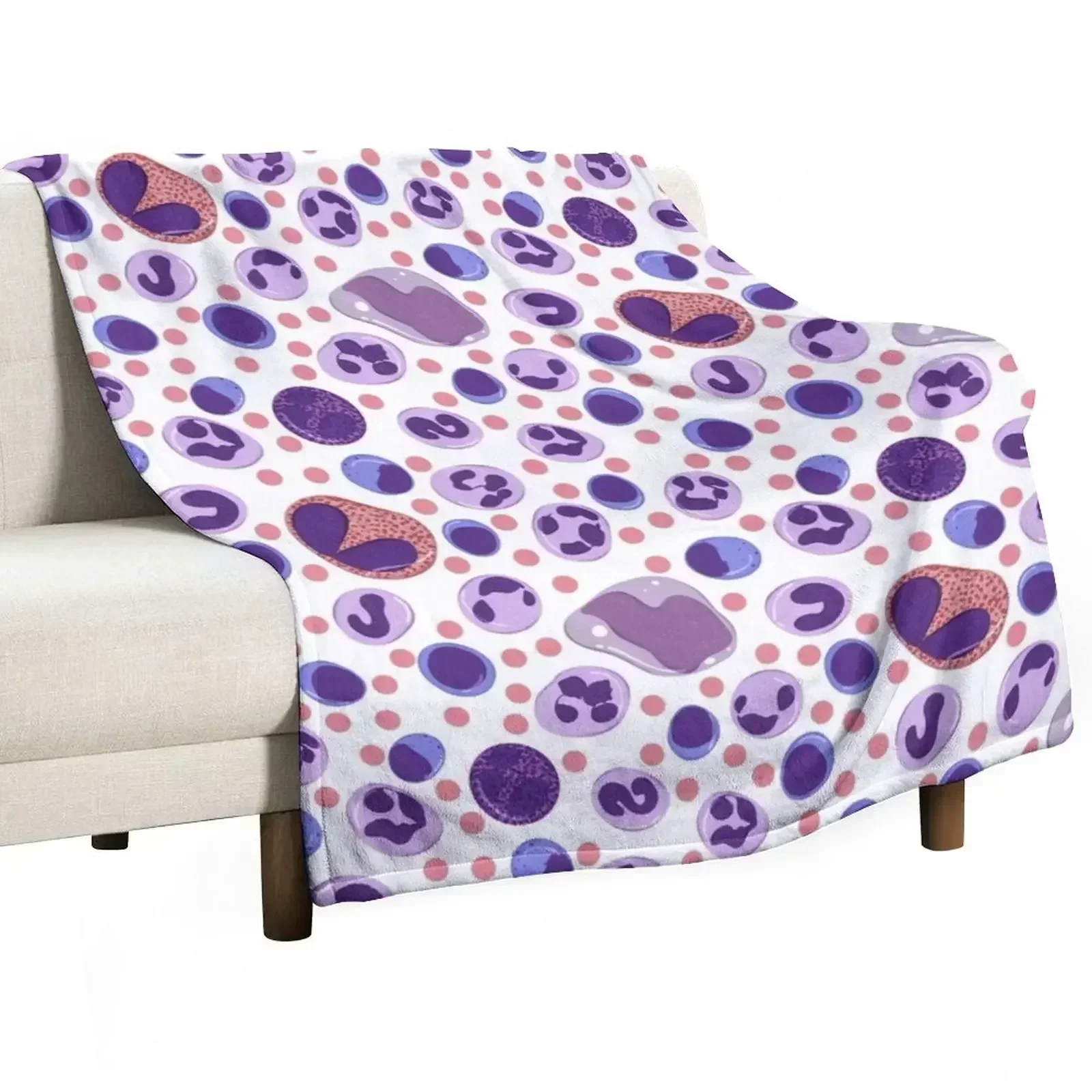 Large White Blood Cell Pattern Throw Blanket Summer Plaid Soft Big Blankets