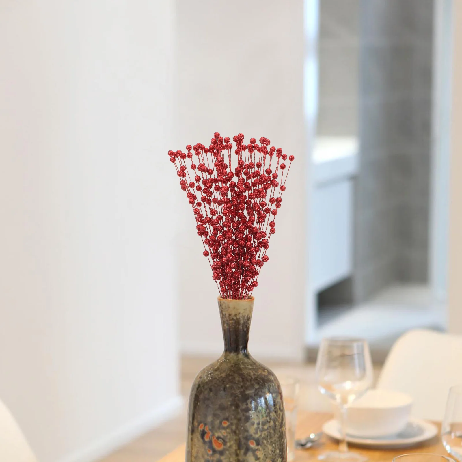 

Glitter Berry Branches Christmas Decoration Artificial Holly Berry Picks for Home Party Wedding Photo Props Long Lasting