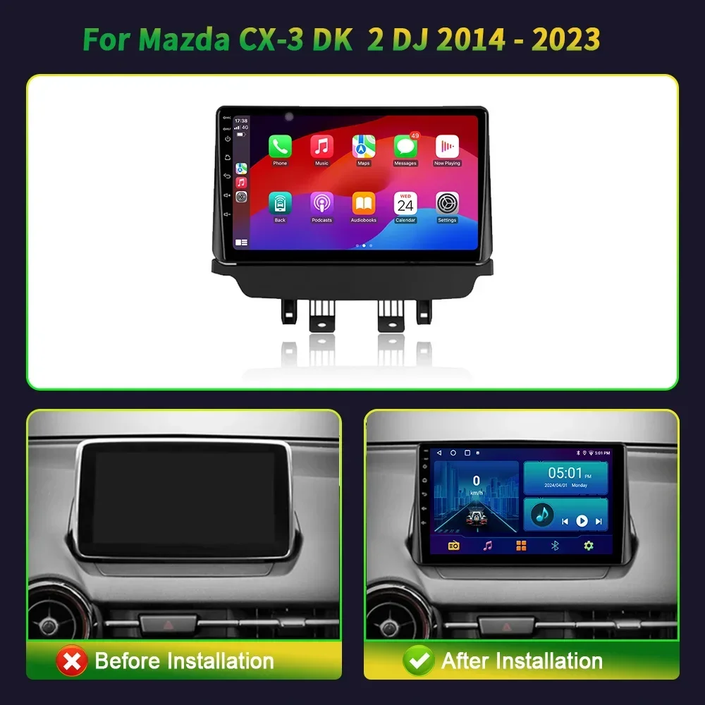 For Mazda CX-3 DK / 2 DJ 2014 - 2023 Car Radio Multimedia Video Player Navigation 5G wifi GPS Android 13.0 Universal Car Screen